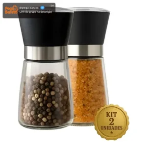 Kit 2 Moedores De Sal Grosso E Pimenta Do Reino Em Aço Inox Boa Dica® - Imagem 1