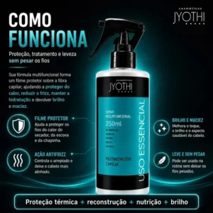 Protetor Térmico Capilar Spray Profissional Finalizador Leave-in Para Escova e Chapa Reconstrutor Antifrizz 250ml Multifuncional Pré Treino - Imagem 6