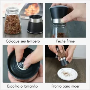 Kit 2 Moedores De Sal Grosso E Pimenta Do Reino Em Aço Inox Boa Dica® - Imagem 8