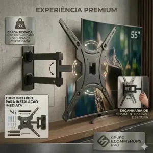 Suporte Tv Tri-articulado Universal Monitor Braço Longo Reforçado Regulável E Inclinável Lcd Led Plasmas 14 A 55 Polegadas Cor Preto Bamduu - Imagem 6