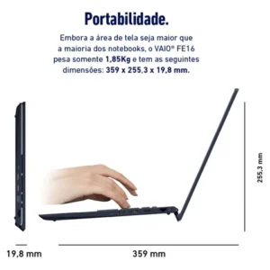 Notebook Vaio Fe16 Amd Ryzen 7 5825u Linux 8gb RAM 512gb Ssd Wi-Fi 6 Tela 16" Ips Wuxga Antirreflexo - Cinza Grafite Vjfe69f11xb0321h - Permite upgrade de memória RAM e SSD - Imagem 8