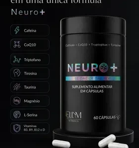 Kit 2 Neuro+ 60 Capsulas Nootropico Energético Foco Cafeina Taurina Magnesio Triptofano Taurina B12 L-Tirosina B3 B9 Memoria Energia Triptofano Vitaminas D Coenzima Q10 Ellym Nutrition - Imagem 9