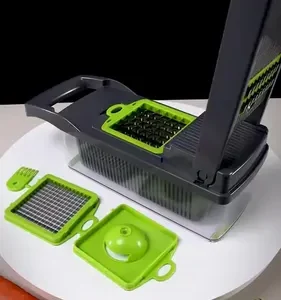 Cortador Fatiador Ralador De Legumes Frutas Vegetais Triturador Picador Manual 16 Peças para Cozinha Mandolin Inox Sólar - Imagem 2