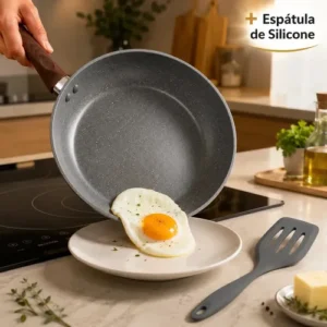 Frigideira de Indução Cerâmica Antiaderente Grande Não Gruda Frita Sem Óleo Fogão a Gás Indução Cooktop Elétrico Panela 24cm Cinza Carneiri - Imagem 8