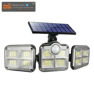 Led 3 Luminária Solar Com Sensor De Movimento Lâmpadas 122 - Imagem 1