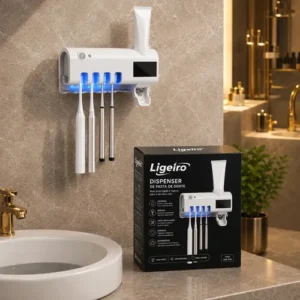 Dispenser Pasta De Dente Com Porta Escova Suporte De Parede - Imagem 6