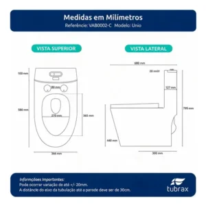 Vaso Sanitário Monobloco Caixa Acoplada Completo - Imagem 7