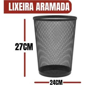 Kit Organizador De Escritório Preto Porta Treco Caneta Lixo - Imagem 11