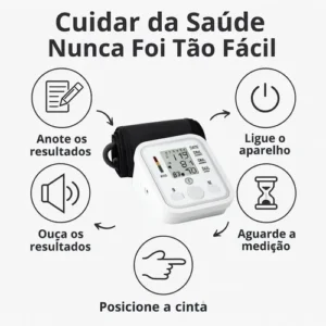 Aparelho Medidor de Pressão Arterial Aferidor Monitor Digital Uso Doméstico Automático Residencial Pressão De Braço Braçadeira Pulso Manguito Ajustável Memória Leitura Adultos Crianças Portátil - Imagem 11