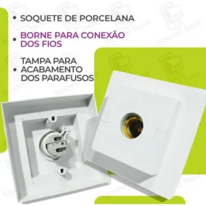 Kit 6 Plafon Quadrado Bocal Porcelana E-27 Plafonier Lustre - Imagem 5
