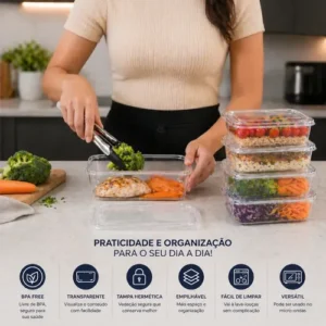 Kit 10 Pote 800 Ml Marmita Transparente Bpa Free Microondas - Imagem 8