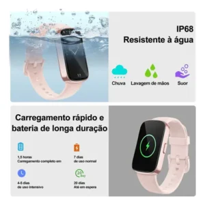 Relógio Academia Rosa Relógio Para Academia Rosa Smartwatch Esportivo, Resistente À Água, Monitoramento Cardíaco E Sono, Bateria Duradoura Para Treinos E Rotina Diária - Imagem 4