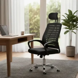 Cadeira de escritório Oficial Webshop Mesh Diretor ergonômica preta com estofado de malha - Imagem 12