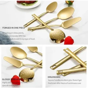 Kit Faqueiro Dourado Luxo Jogo Talheres Inox 11 Pçs - Imagem 8