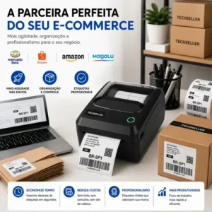 Impressora Térmica Etiquetas Ecommerce 108mm USB Bivolt 110v e 220v Monocromática Com Destacador + 15 Etiquetas de Brinde Techseller - Imagem 9
