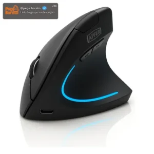 Mouse Vertical Ergonômico Sem Fio Recarregável Bluetooth e USB 2.4G – RGB, Silencioso, DPI Ajustável, Reduz Tensão no Pulso, Portátil e Confortável – Compatível com Notebook, PC, Windows e Mac - Apfer - Imagem 1