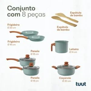 Jogo De Panelas Cerâmico Triplo Indução Tuut Ecoglid 8 Peças Cor Marble - Imagem 3