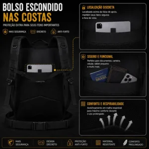 Mochila Masculina Tatica 50l Impermeavel Militar Reforçada - Imagem 8