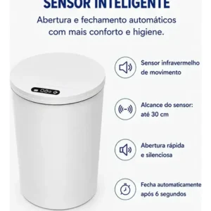 Lixeira Automática Sensor Recarregável Escritório usb 16 L - Imagem 11