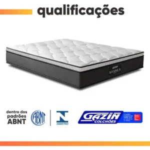 Colchão Casal Molas Ensacadas Euro Pillow Maximus 138 x 188 x 24 cm Gazin cinza e branco suporta até 120kg por pessoa - Imagem 4