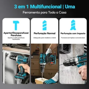 Parafusadeira Furadeira De Impacto Profissional Sem Fio 48v - Imagem 7
