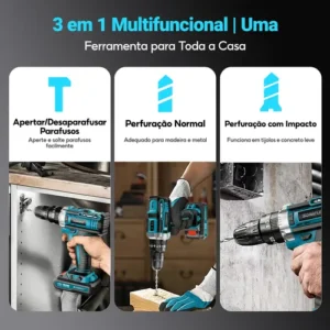 Parafusadeira Furadeira De Impacto Profissional Sem Fio 48v - Imagem 7