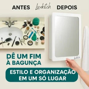 Armário Parede Banheiro Com Espelho Armarinho Compartimento Luxkitch - Imagem 5