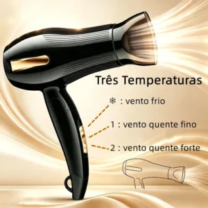 Secador De Cabelos 220v Bivolt 240v Quente Frio Temperatura - Imagem 2
