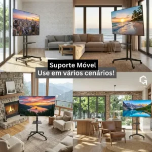 Suporte Pedestal Para Tv De 23 A 60 Com Rodinhas Bandeja Cor Preto - Imagem 9