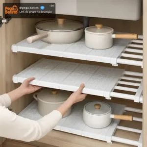 Prateleira Inteligente Extensível Retrátil Armário Cozinha - Imagem 1