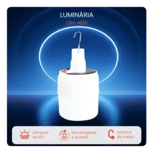 Kit2 Lâmpada De Led Solar Pesca E Acampamento Com Controle - Imagem 4