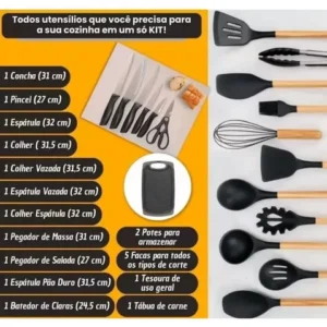 19 Peças Kit Utensilios Cozinha Tábua Em Silicone Espátula - Imagem 8