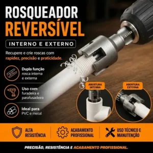 Kit 2 Chaves Rosqueador Tarraxa Cano Tubo PVC 1/2 3/4 Rosca Interna Externa Ferramenta Manual 2 Em 1 - Imagem 5