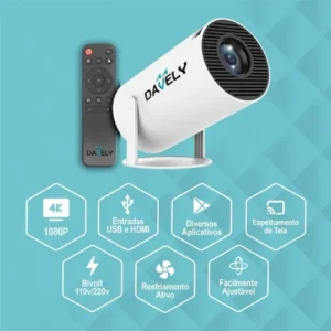 Mini Projetor Davely HY300 4K Android com Wi-Fi e Bluetooth - Imagem 8