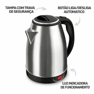 Chaleira Elétrica 1.8 Litros Em Inox Automática Aquecimento Rápido Segura - Imagem 6