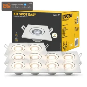 Kit 10 Spot Led Easy 7w 3000k Bivolt Embutir Quadrado Alut - Imagem 1