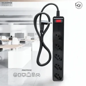 Filtro de Linha com Protetor de Surto DPS iClamper Energia 5 Tomadas 3 Pinos 10 Amperes com Tecnologia LCF Anti Raio Clamper Cor Preto - Imagem 5