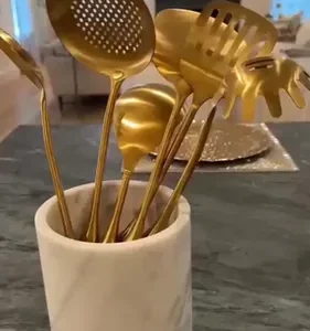 Kit Faqueiro Dourado Luxo Jogo Talheres Inox 11 Pçs - Imagem 2