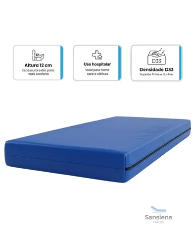 Colchão Hospitalar D33 Solteiro 188x88 12cm Altura Sansiena