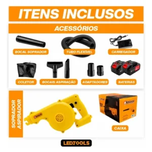 Soprador De Folhas Sem Fio Bateria Elétrico Com Saco Coleto - Imagem 9