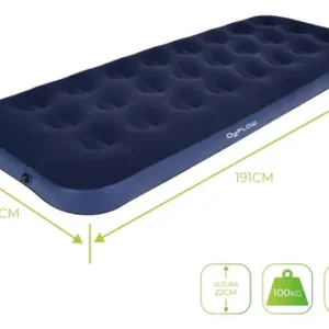 Colchão Inflável Solteiro Multiuso Aveludado O2Flow Azul - Imagem 5