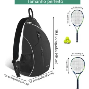 Mochila Raqueteira Beach Tennis, Bolsa De Tênis Transversal Para Raquete, Bolsa De Padel Grande Com Compartimento Separado, Antirroubo E Impermeável, Versátil Para Tênis, Badminton, Ytonet 1340 Preto - Imagem 8