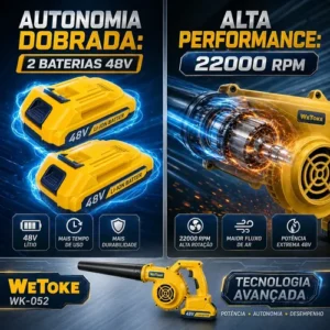 Soprador Portátil De Folhas Aspirador 2 Baterias 48v Bivolt - Imagem 5