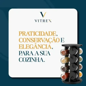 Kit Porta Condimentos Vitrex 8 Potes Em Vidro Preto Com Base Giratória - Imagem 6