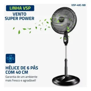 Ventilador de Coluna 40cm Super Power VSP40C 6 Pás 3 Velocidades Mondial 127v - Imagem 5