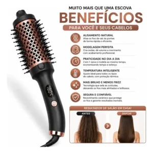 Escova Modeladora Alisadora 2 Em 1 Cacheia E Alisa Premium - Imagem 6
