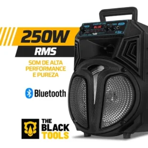 Caixa de som Amplificada Bluetooth Rádio Fm 250w Rms Tws Led Rgb Portatil Sem Fio Usb Tcs300 Cor Preto The Black Tools - Imagem 4