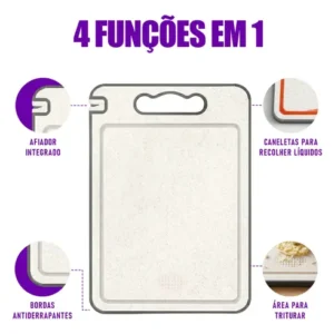 Tábua De Corte Cozinha Dupla Face Inox E Pp Antibacteriana - Imagem 4