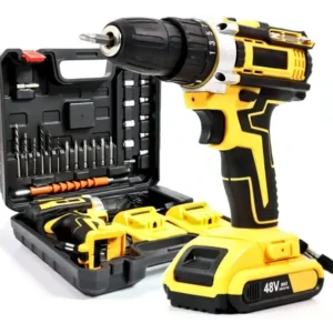 Parafusadeira Furadeira Impacto 3 Funções Sem Fio 2 Baterias Amarelo 50hz/60hz - Imagem 3