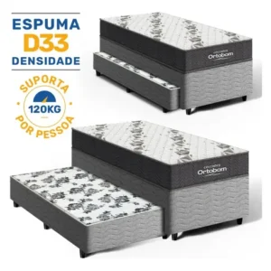 Box Solteiro Colchão D33 Ortobom Airtech+auxiliar De Espuma Cor Cinza - Imagem 3